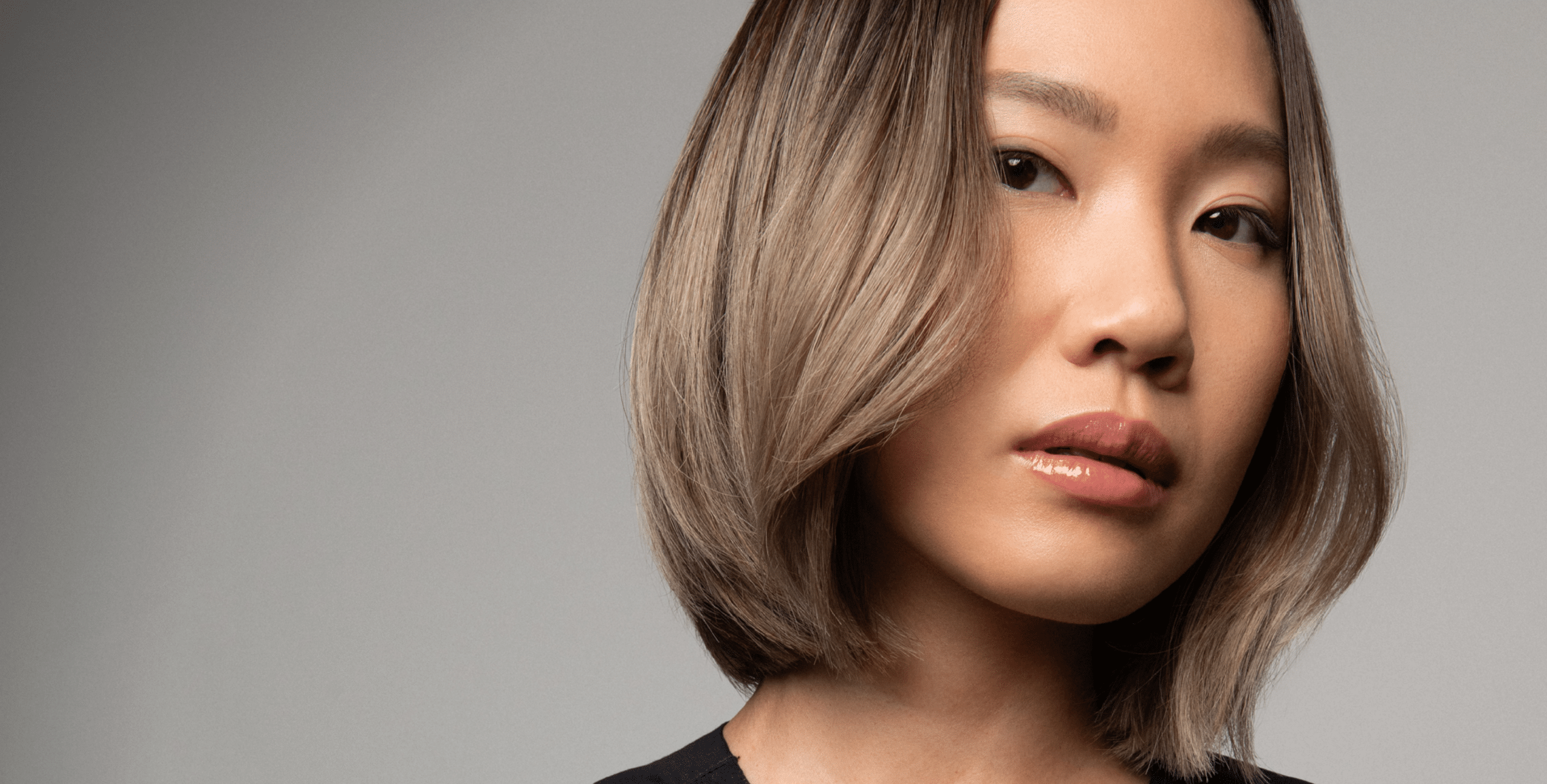 banner-for-lookbook-griffintown-collection-greige-bob-asian-model-huesee-hair-brand-grey-background-myleneb-fashion-designer-web-banner